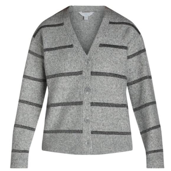 Time and Tru Women's Metallic Striped Cardigan Sweater Size Medium - Picture 1 of 3